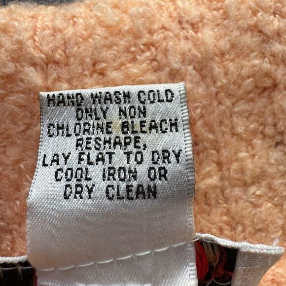 Talbots Shawl Collar Sweater Tangerine Orange Soft Fuzzy Wool Blend Chunky Knit - Picture 16 of 16